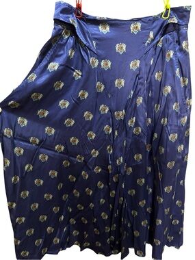 jocelyn Navy Floral Midi Skirt with Gold Print
